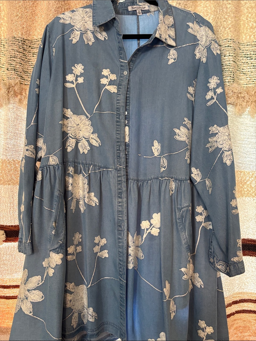 Blue Floral Button-Front Dress Jacket